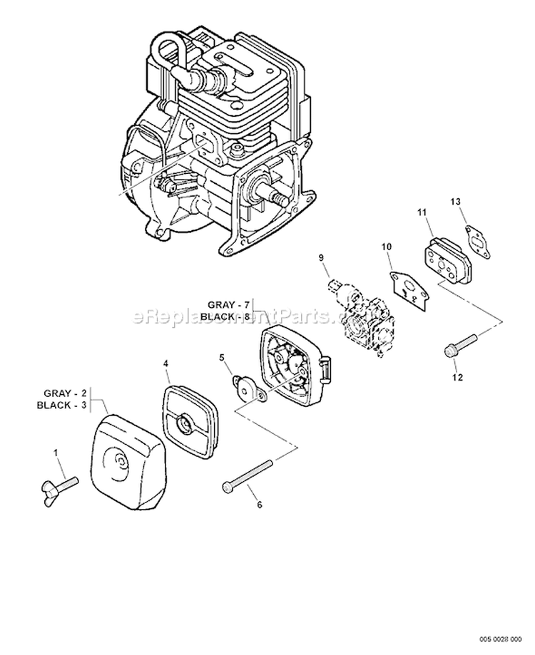 Page K Diagram and Parts List for PPT-230 E08312001001-E08312999999 Echo Pole Saw