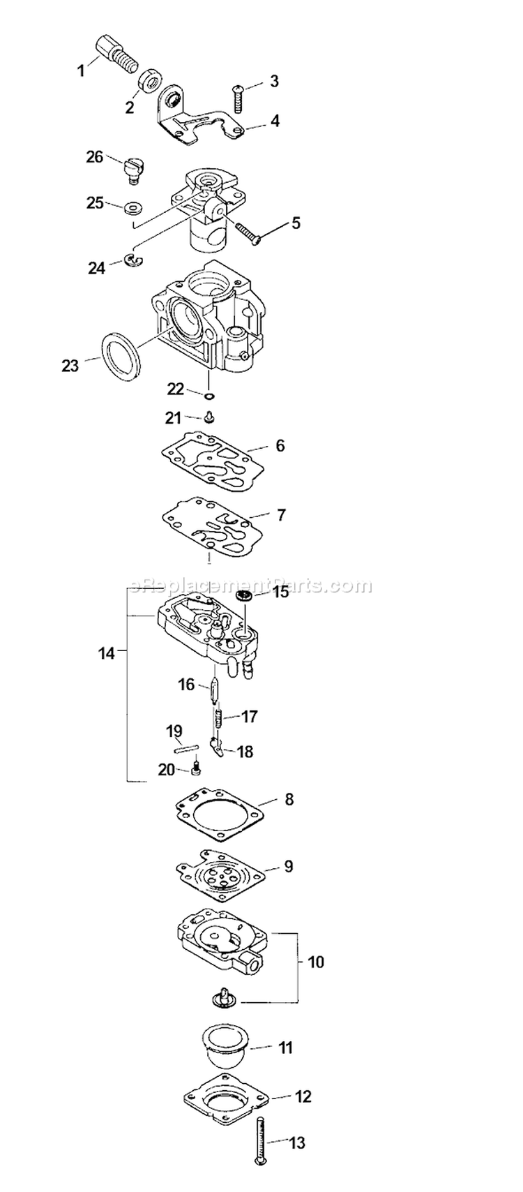 Page B Diagram and Parts List for SRM-2400SB Type 1E Echo Trimmer