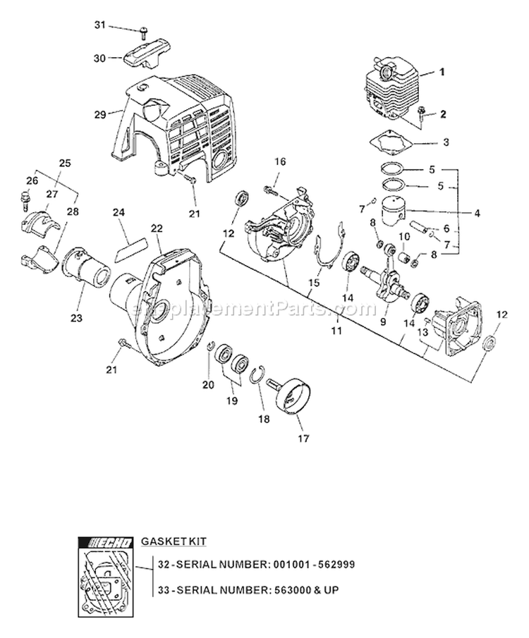 Page C Diagram and Parts List for SRM-2400SB Type 1E Echo Trimmer
