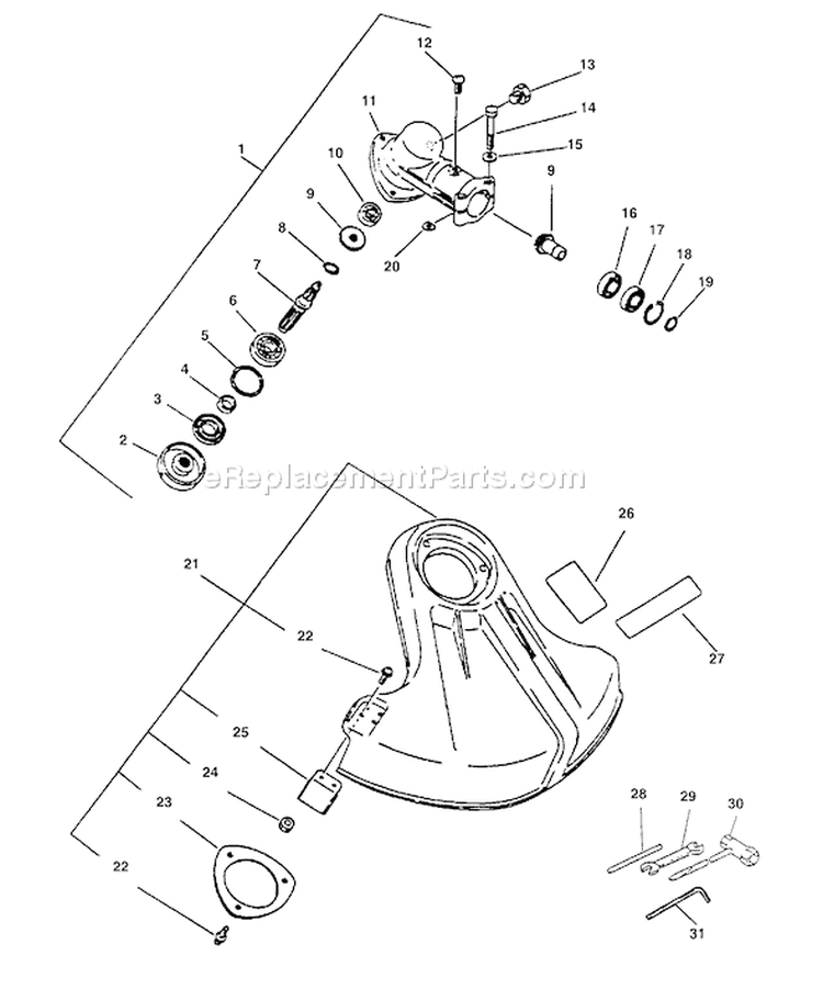 Page F Diagram and Parts List for SRM-2400SB Type 1E Echo Trimmer