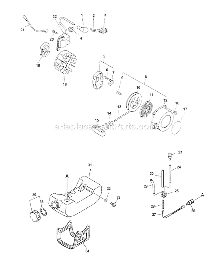 Page G Diagram and Parts List for SRM-2400SB Type 1E Echo Trimmer