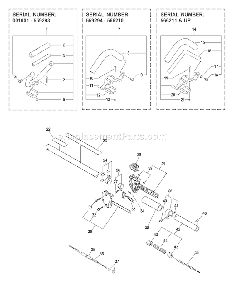 Page E Diagram and Parts List for SRM-2400 Type 1E Echo Trimmer