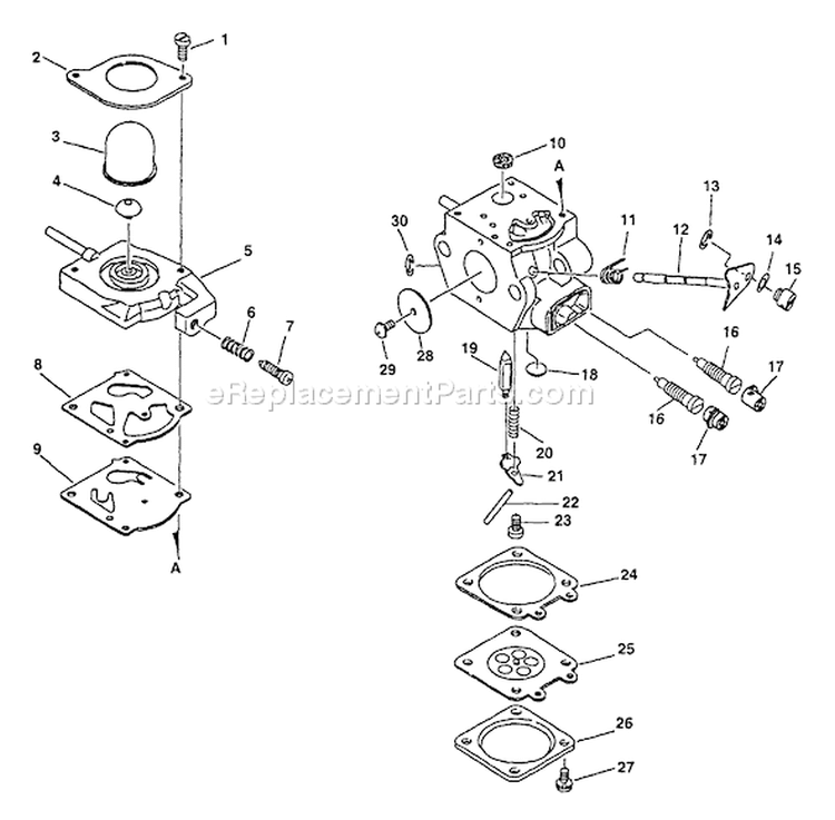 Page A Diagram and Parts List for SRM-2410 After S/N 161629 Echo Trimmer