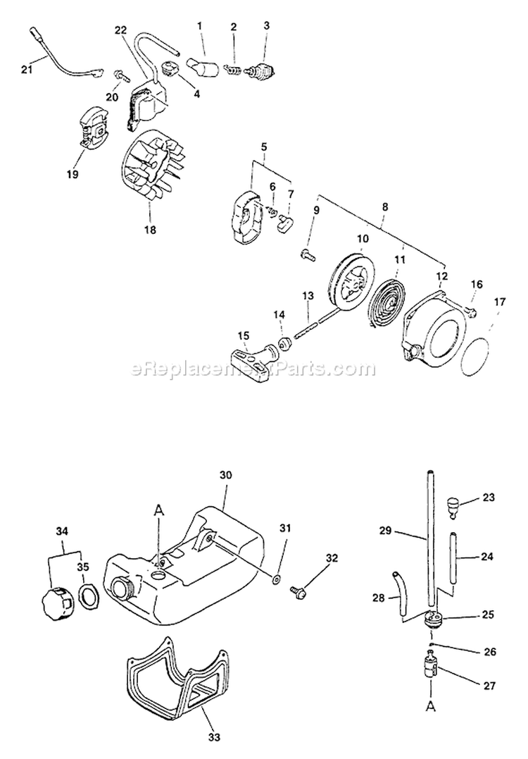 Page H Diagram and Parts List for SRM-2410 001001 - 161628 Echo Trimmer