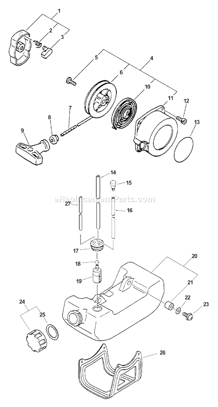 Page I Diagram and Parts List for SRM-2400 Type 1E Echo Trimmer