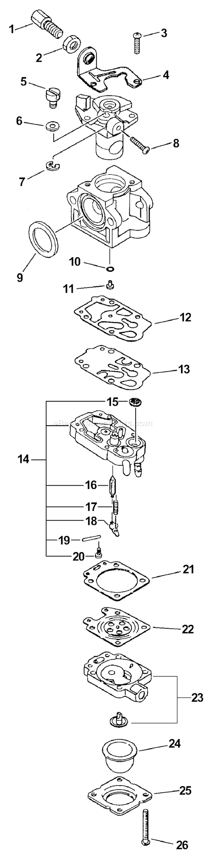 Page B Diagram and Parts List for SRM-2400 Type 1E Echo Trimmer