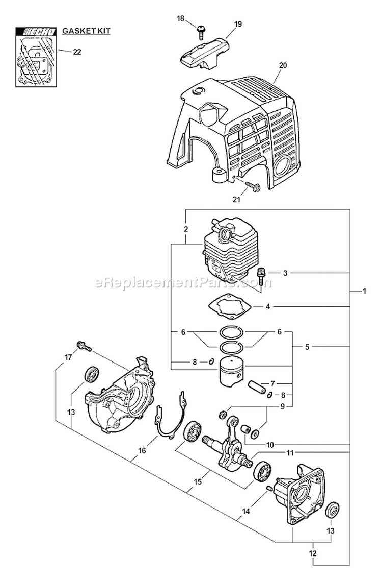 Page C Diagram and Parts List for SRM-2400 Type 1E Echo Trimmer