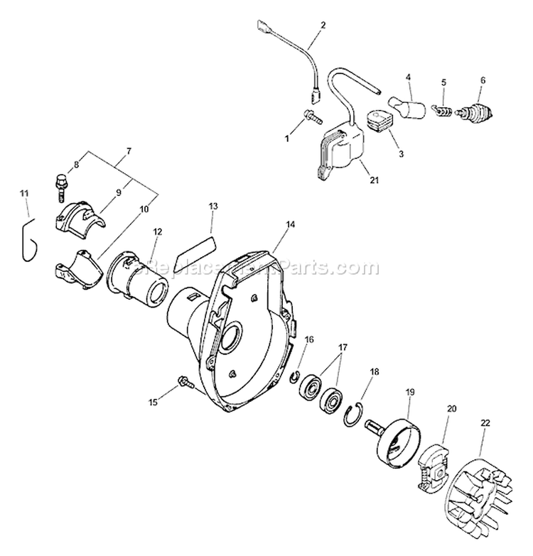 Page F Diagram and Parts List for SRM-2400 Type 1E Echo Trimmer