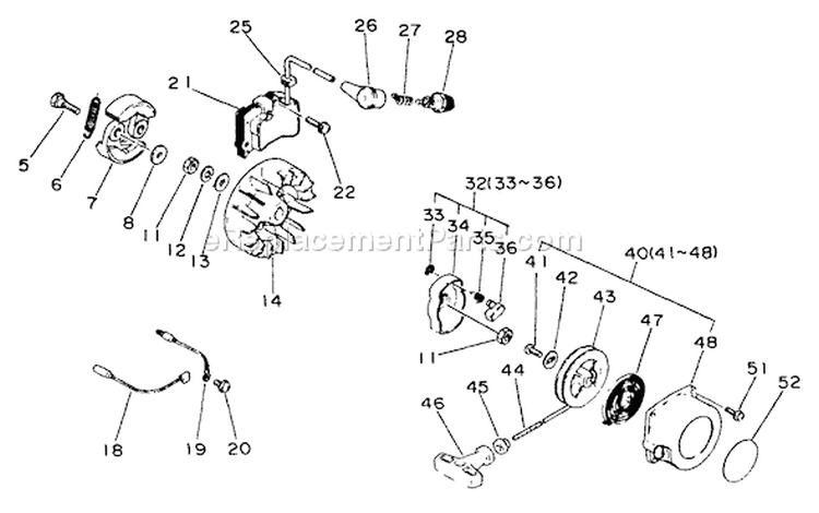 Page G Diagram and Parts List for SRM-2500  Echo Trimmer