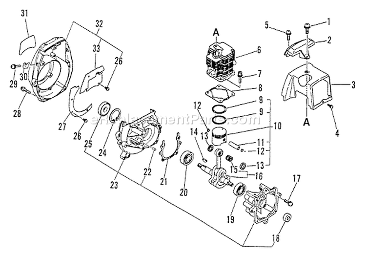 Page C Diagram and Parts List for SRM-2501 0043001 - 0061968 Echo Trimmer