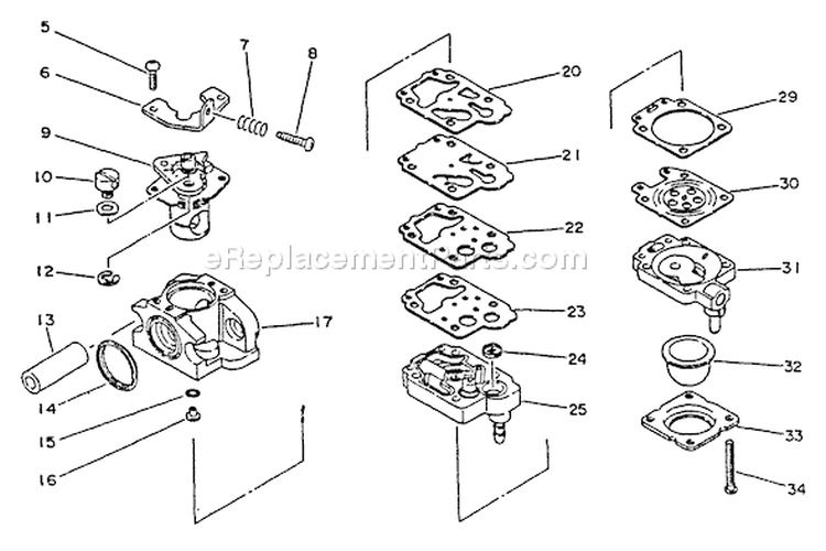 Page A Diagram and Parts List for SRM-2502 0010201 - 0025000 Echo Trimmer
