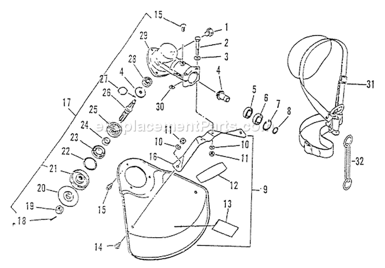 Page E Diagram and Parts List for SRM-2501 079352 - 098240 Echo Trimmer