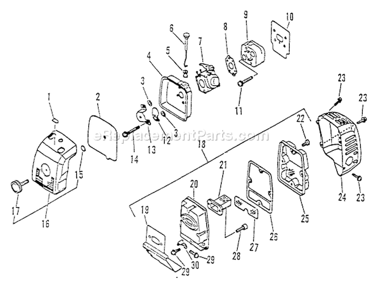 Page F Diagram and Parts List for SRM-2501 079352 - 098240 Echo Trimmer