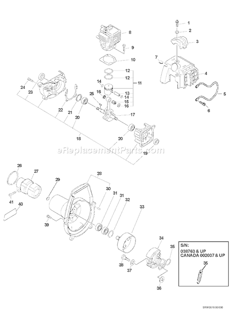 Page B Diagram and Parts List for SRM-2610  Echo Trimmer