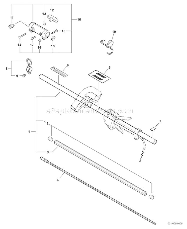 Page P Diagram and Parts List for SRM-210SB 10001301 - 10999999 Echo Trimmer