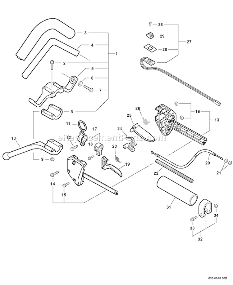 Page H Diagram and Parts List for SRM-260S 06001001 - 06999999 Echo Trimmer