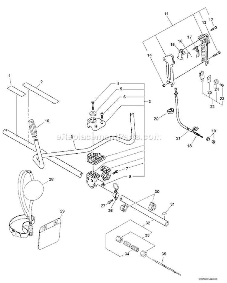 Page O Diagram and Parts List for SRM-261U 06001030 - 06999999 Echo Trimmer