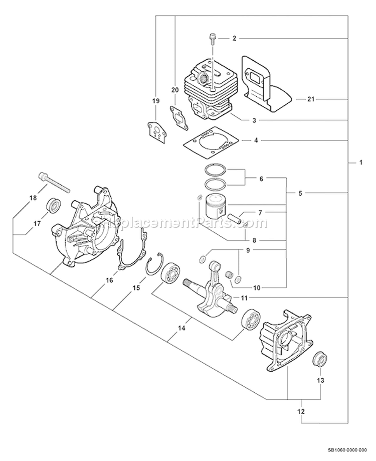 Page C Diagram and Parts List for SRM-261U 06001030 - 06999999 Echo Trimmer