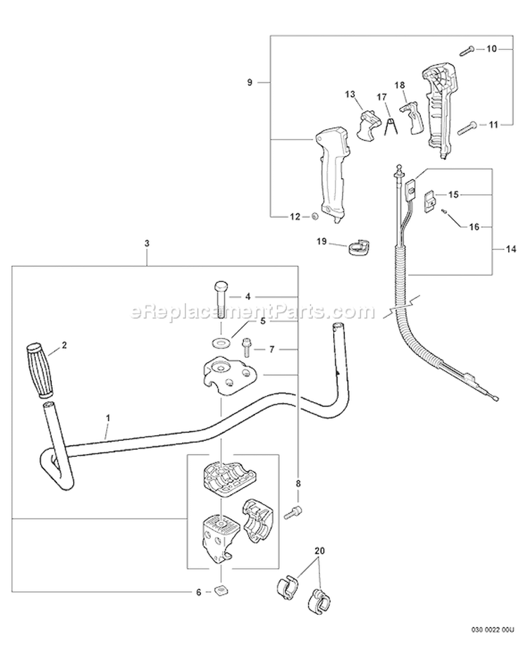 Page H Diagram and Parts List for SRM-265U S67311001001 - S67311999999 Echo Trimmer