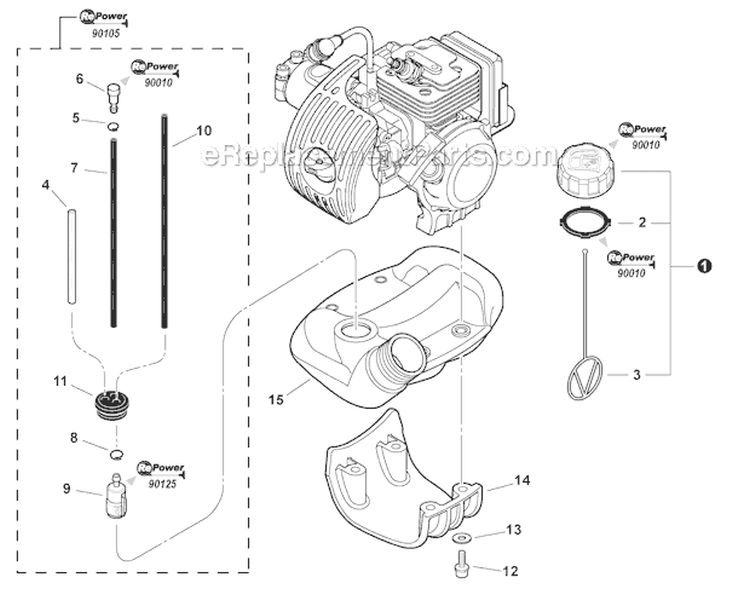 Fuel System Diagram and Parts List for SRM-266S T42211001001-T42211999999 Echo Trimmer