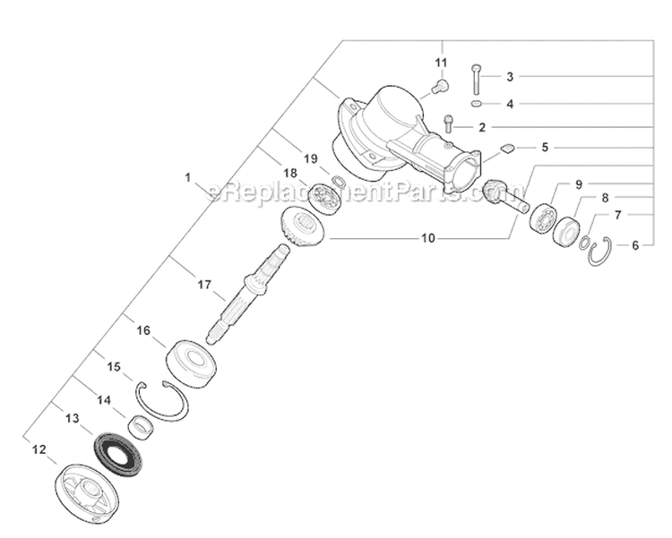Gear Case Diagram and Parts List for SRM-266S T42211001001-T42211999999 Echo Trimmer