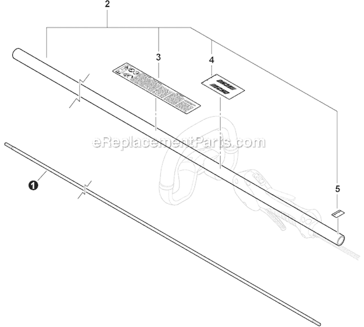 Main Pipe, Driveshaft Diagram and Parts List for SRM-266S T42312001001-T42312999999 Echo Trimmer