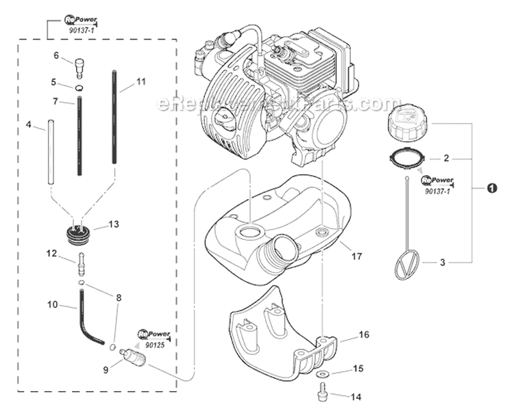 Fuel System Diagram and Parts List for SRM-266S T43313001001-T43313999999 Echo Trimmer