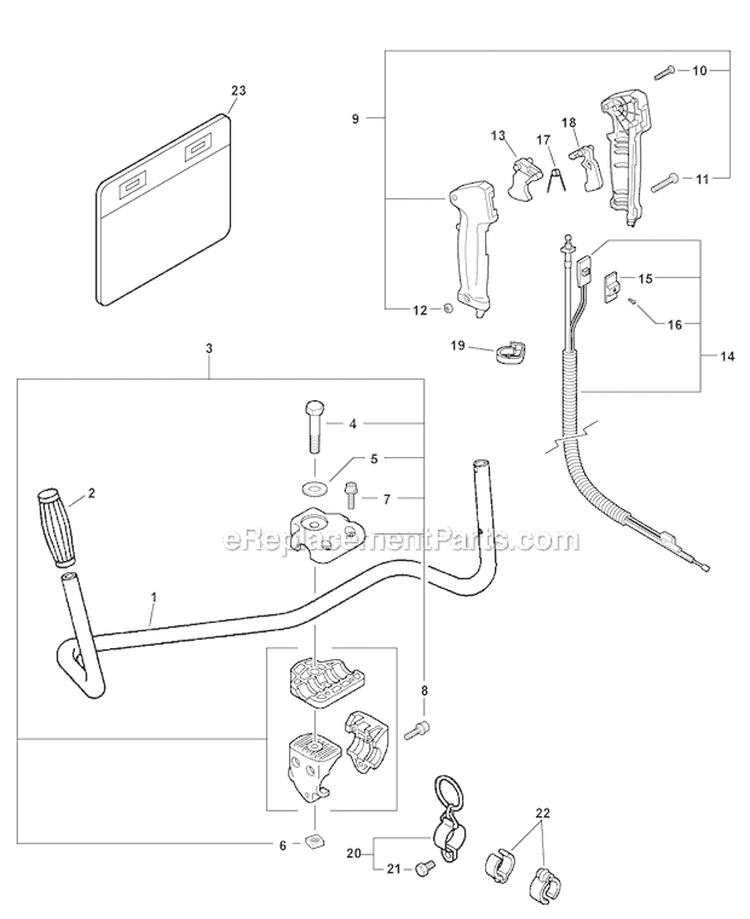 U-Handle - Handles, Throttle Control Diagram and Parts List for SRM-266S T43313001001-T43313999999 Echo Trimmer