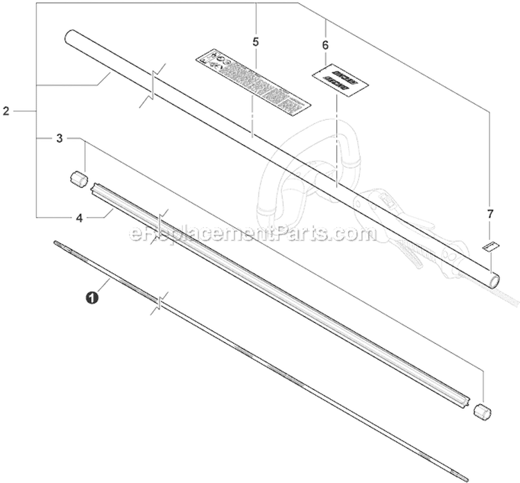 Main Pipe, Driveshaft Diagram and Parts List for SRM-266T T43413001001-T43413999999 Echo Trimmer
