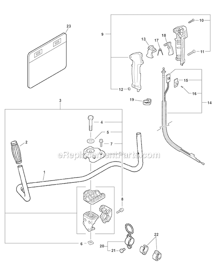 U-Handle - Handles, Throttle Control Diagram and Parts List for SRM-266T T43413001001-T43413999999 Echo Trimmer