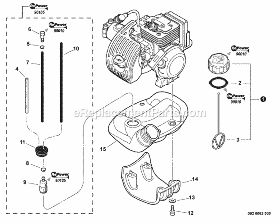 Fuel_System Diagram and Parts List for SRM-266U T42712001001 - T42712999999 Echo Trimmer