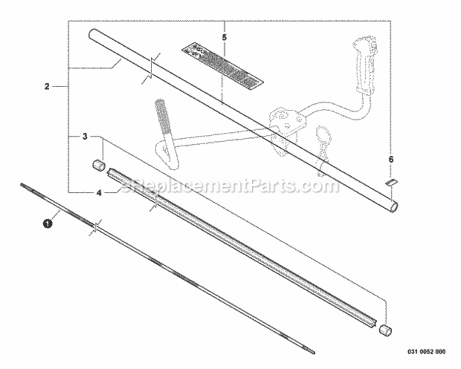 Main_Pipe_Assembly_Driveshaft Diagram and Parts List for SRM-266U T42712001001 - T42712999999 Echo Trimmer