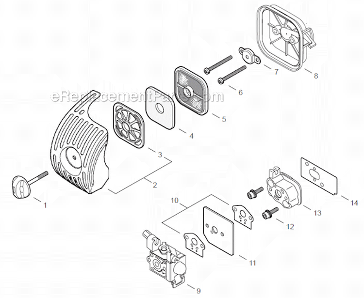 Page F Diagram and Parts List for SRM-266U  Echo Trimmer