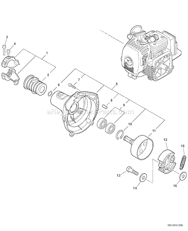 Page E Diagram and Parts List for SRM-280S S66611001001 - S66611999999 Echo Trimmer