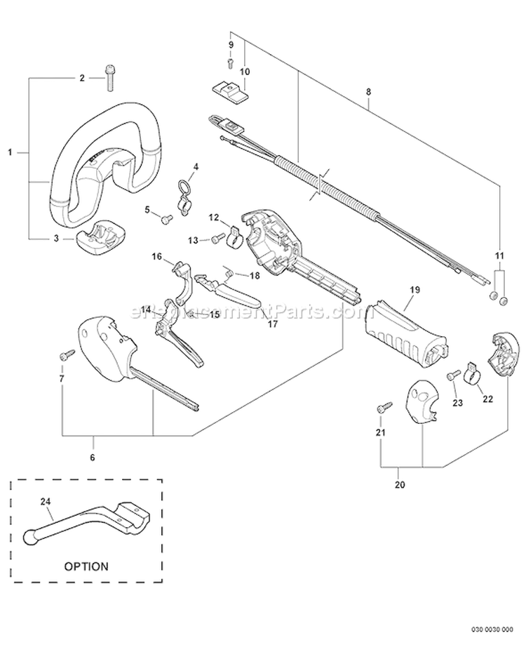 Page H Diagram and Parts List for SRM-280S S66611001001 - S66611999999 Echo Trimmer