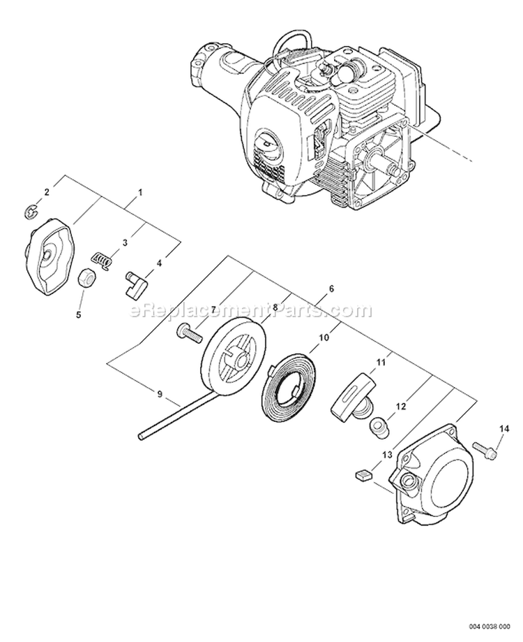 Page R Diagram and Parts List for PPT-280 E09213001001-E09213999999 Echo Pole Saw