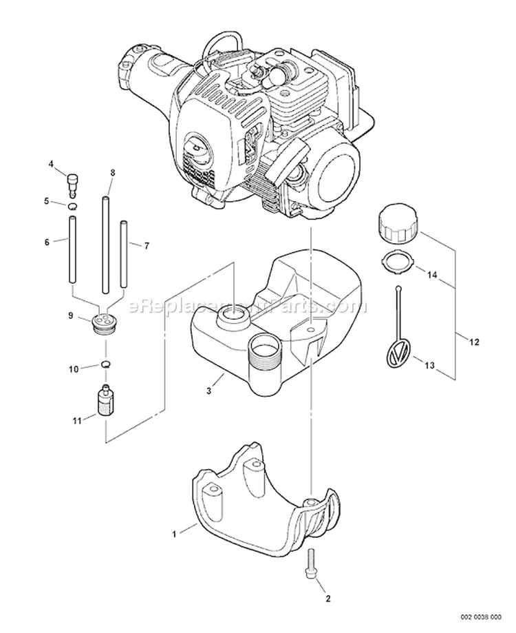 Page F Diagram and Parts List for SRM-280S S66611001001 - S66611999999 Echo Trimmer