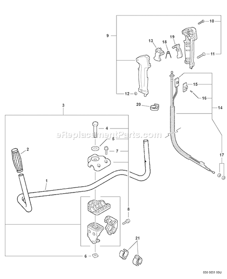 Page H Diagram and Parts List for SRM-280U S67511001001 - S67511999999 Echo Trimmer