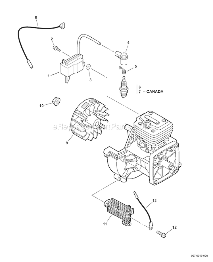 Page K Diagram and Parts List for PPT-280 E09213001001-E09213999999 Echo Pole Saw