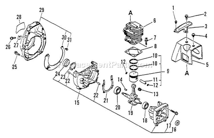 Page C Diagram and Parts List for SRM-3000 034001 - 037500 Echo Trimmer