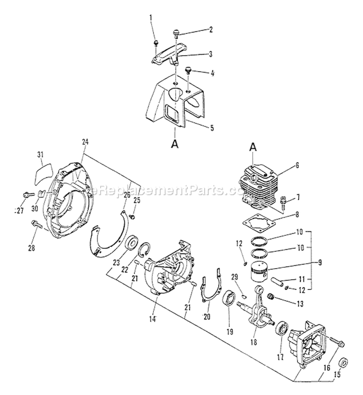 Page D Diagram and Parts List for SRM-3000 037501 - 043225 Echo Trimmer