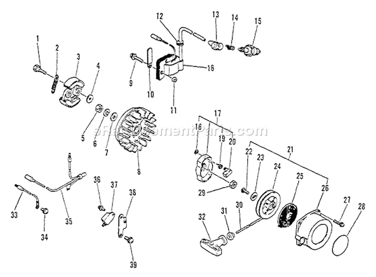 Page H Diagram and Parts List for SRM-3000 037501 - 043225 Echo Trimmer
