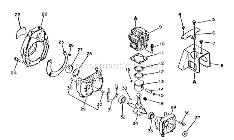 Page C Diagram and Parts List for SRM-3001 021091-027000 Echo Trimmer