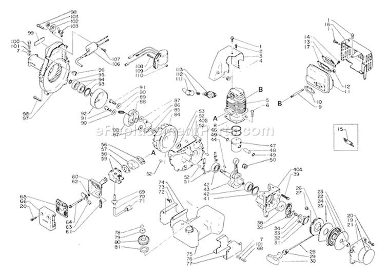 Page C Diagram and Parts List for SRM-300E1  Echo Trimmer