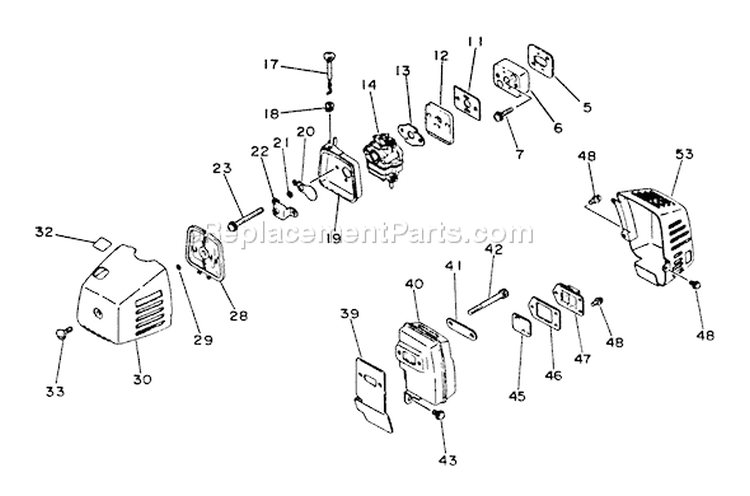 Page E Diagram and Parts List for SRM-3010 001001-021090 Echo Trimmer