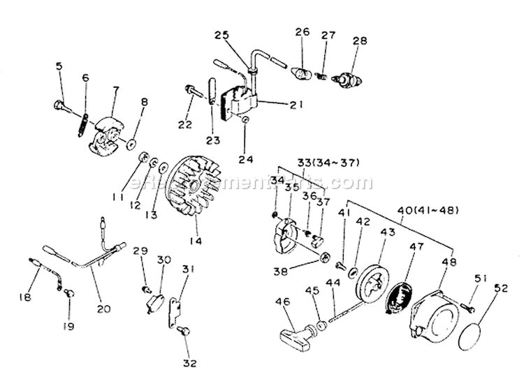 Page G Diagram and Parts List for SRM-3010 001001-021090 Echo Trimmer