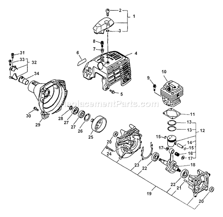 Page C Diagram and Parts List for SRM-3100 Type 2E -After S/N 001001 Echo Trimmer