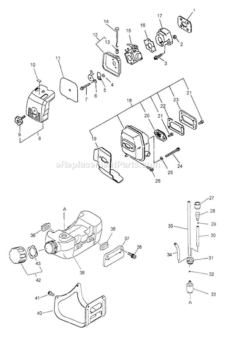 Page F Diagram and Parts List for SRM-3100 Type 2E -After S/N 001001 Echo Trimmer