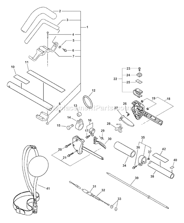 Page G Diagram and Parts List for SRM-310S 04001001-04999999 Echo Trimmer