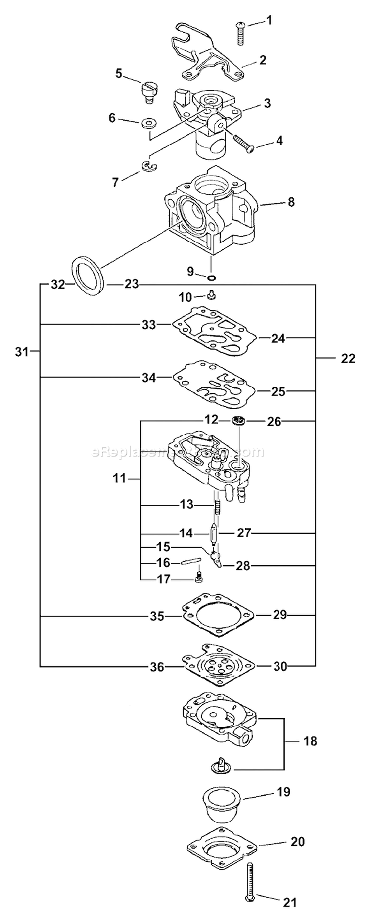 Page A Diagram and Parts List for SRM-310 04001001-04999999 Echo Trimmer